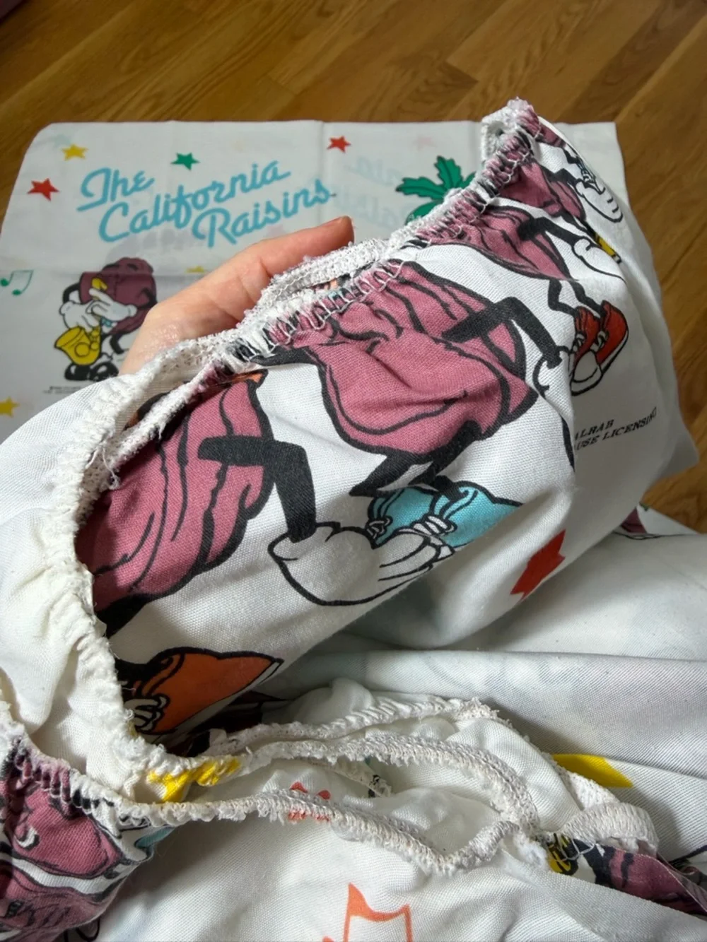 Vintage California Raisins 1988 Twin Sheet Set Flat Fitted Pillowcase
